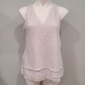 WHBM Layered V-Neck Sleeveless Textured Top